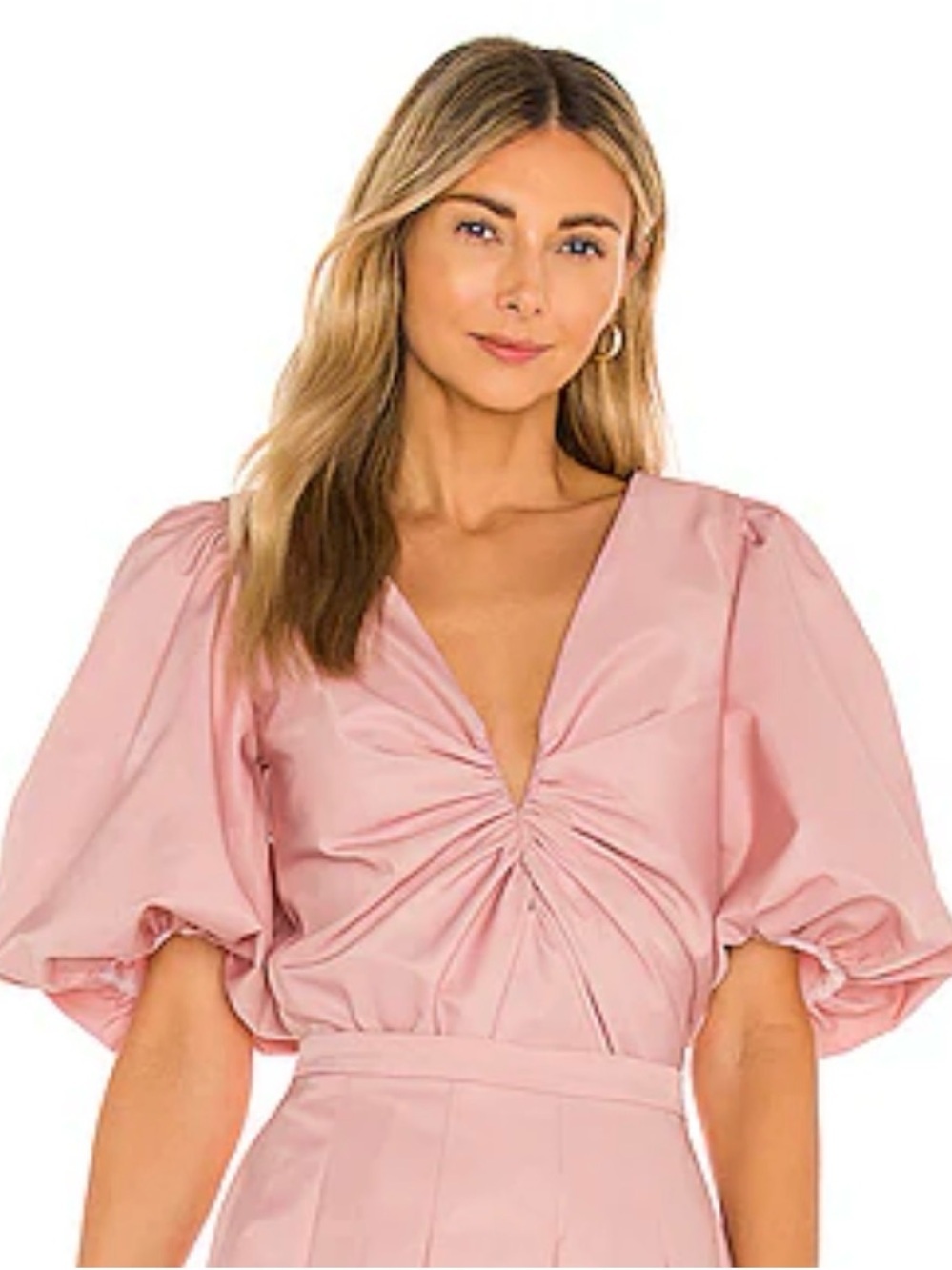 Amanda Updichard coral/pink ish    V-Neck Puff-Sleeve Blouse size XS